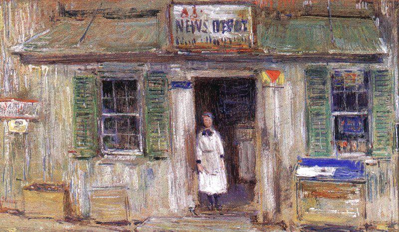 Childe Hassam News Depot at Cos Cob oil painting image